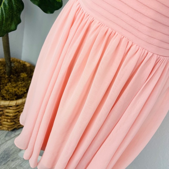 Pink Surplice Neck Zip Back Ruched Chiffon Prom V Neck Pleated Chiffon Dress - Picture 4 of 8